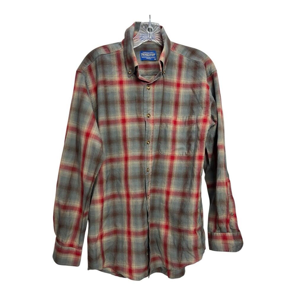 Sir Pendleton Wool Flannel Button Down Red Flanne… - image 1
